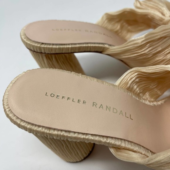 NWB Loeffler Randall Women's Almond Cream Penny Pleated Bow Slide Sandal 6.5 - Picture 9 of 12